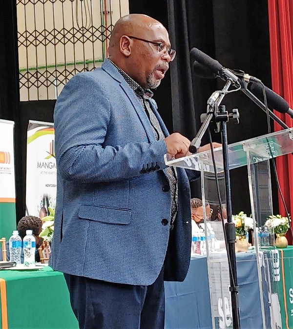 Deputy Minister Sidumo Dlamini addresses delegates during the Free State SMMEs and Co-operatives Roadshow,  01-02 March 2022.